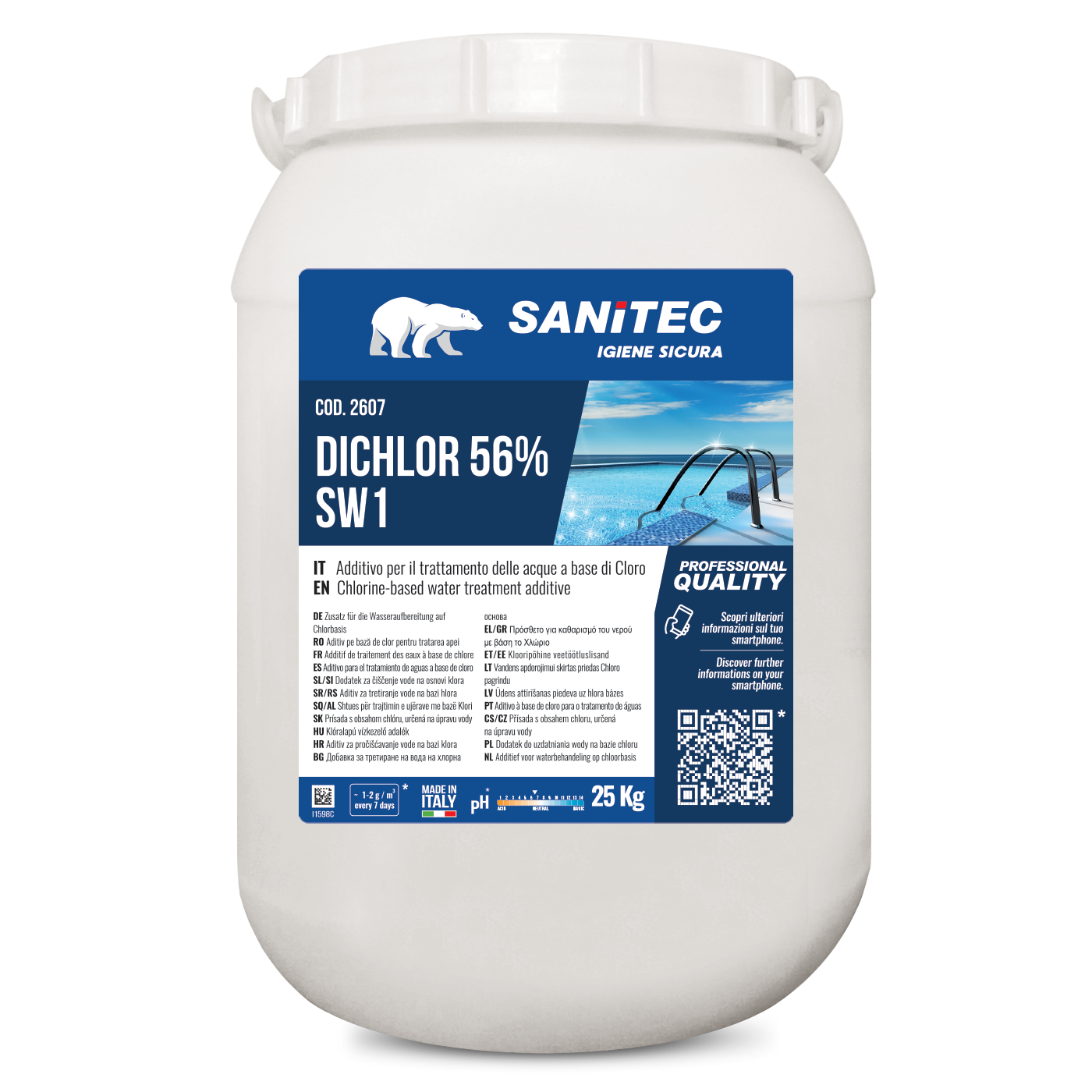 Additivo per trattamento acque piscina Sanitec SW DICHLOR 25 kg