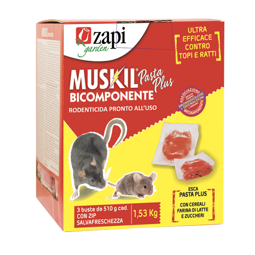 Rodentizider Schädlingsbekämpfungsköder für Mäuse und Ratten Zapi MUSKIL PASTA PLUS 1,53 kg