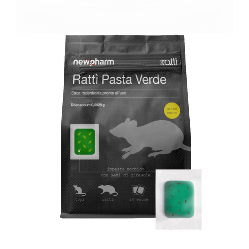 Rodentizider Schädlingsbekämpfungsköder für Mäuse und Ratten Ratti Pasta Verde 150 gr