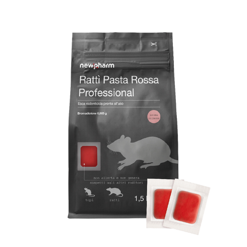 Esca rodenticida derattizzante per topi e ratti Rattì Pasta Rossa 1,5 kg