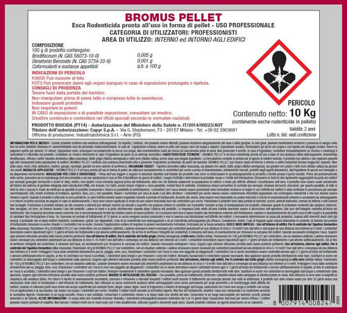Esca derattizzante per topi e ratti Copyr Bromus Pellet 10 kg