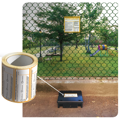 Etichetta identificativa per contenitori di esche rodenticide Bleu Line Etichetta Erogatori confezione da 100 pezzi