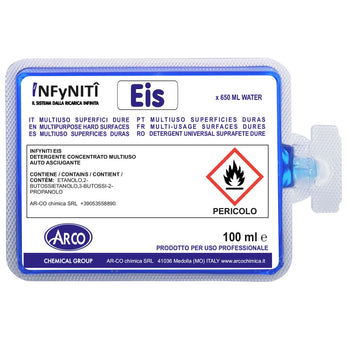 Pulitore multiuso autoasciugante in monodose superconcentrata Arco Chimica Infyniti Eis confezione 60 monodosi da 100 ml