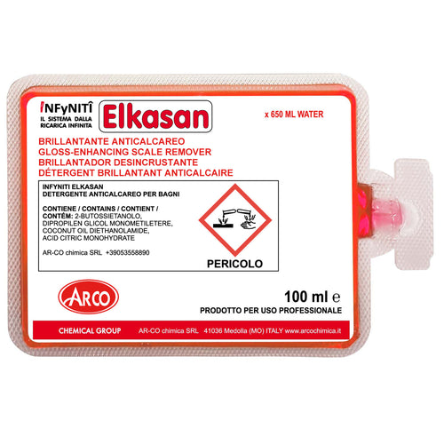 Detergente brillantante igienizzante per bagno in monodose superconcentrata Arco Chimica Infyniti Elkasan confezione 60 monodosi da 100 ml