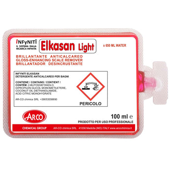 Detergente brillantante igienizzante per bagno in monodose superconcentrata Arco Chimica Infyniti Elkasan Light confezione 60 monodosi da 100 ml
