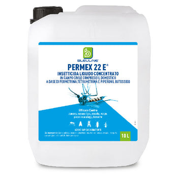 Insetticida concentrato ad azione abbattente per insetti volanti e striscianti Bleu Line Permex 22 E 10 litri