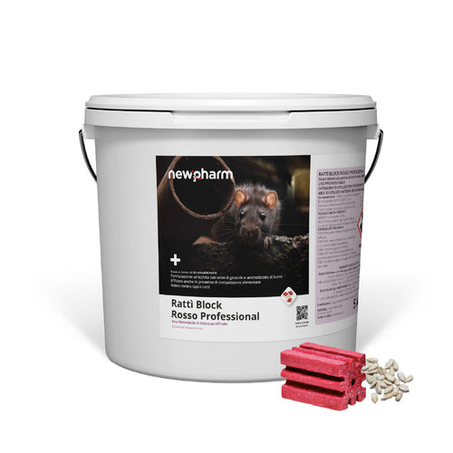 Esca rodenticida derattizzante per topi e ratti Rattì Block Rosso 5 kg