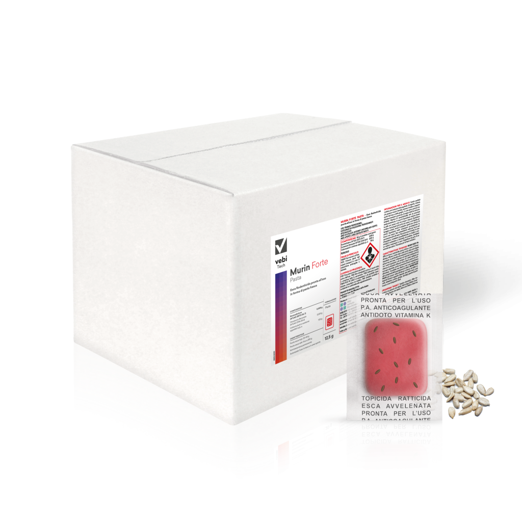 Esca rodenticida derattizzante per topi e ratti Vebi Murin Forte Pasta 20 kg