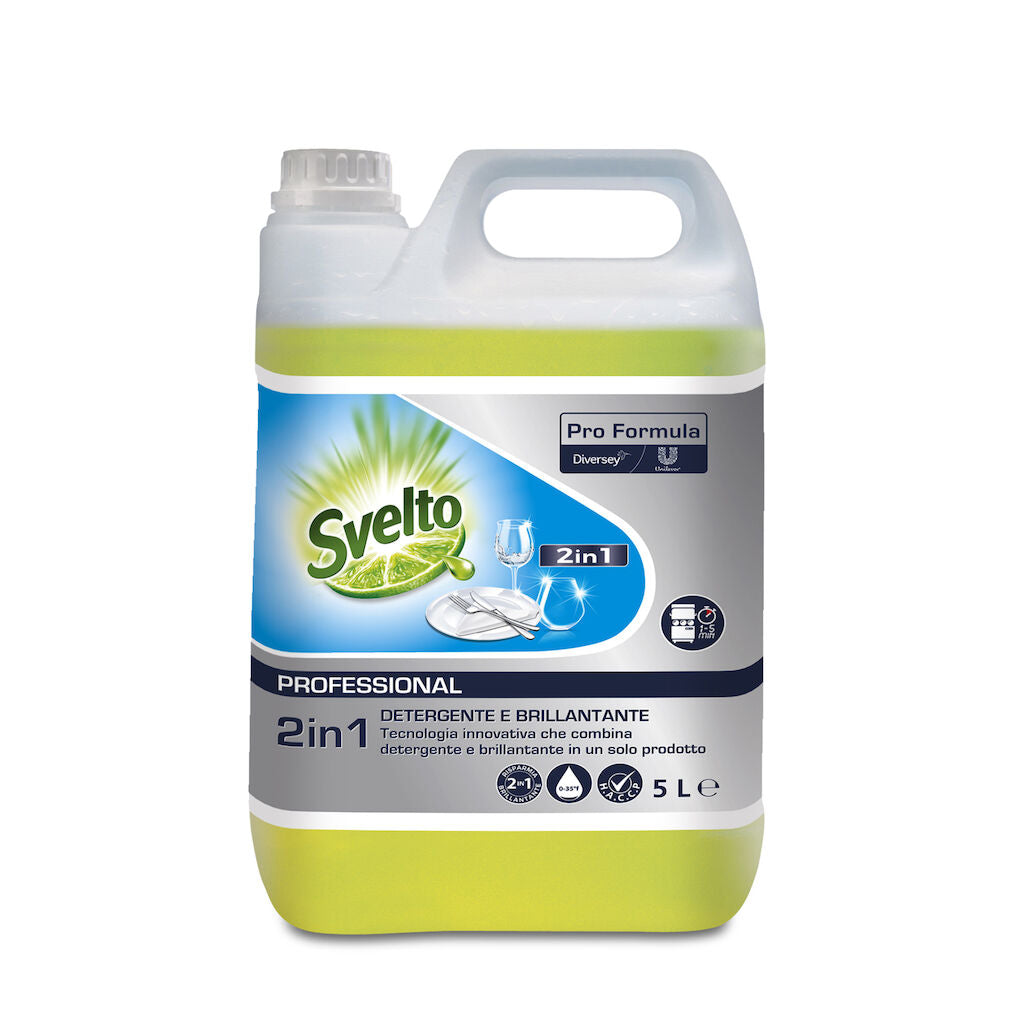 Detergente liquido per lavastoviglie con brillantante Svelto 2 in 1 - 5 litri