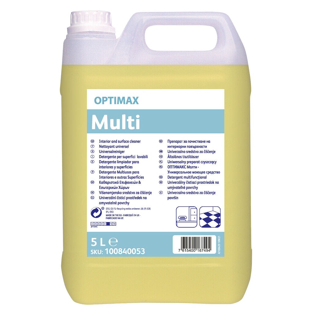 Detergente multiuso per superfici e pavimenti Diversey OPTIMAX Multi 2x5 litri DISPONIBILE IN 7 GIORNI LAVORATIVI
