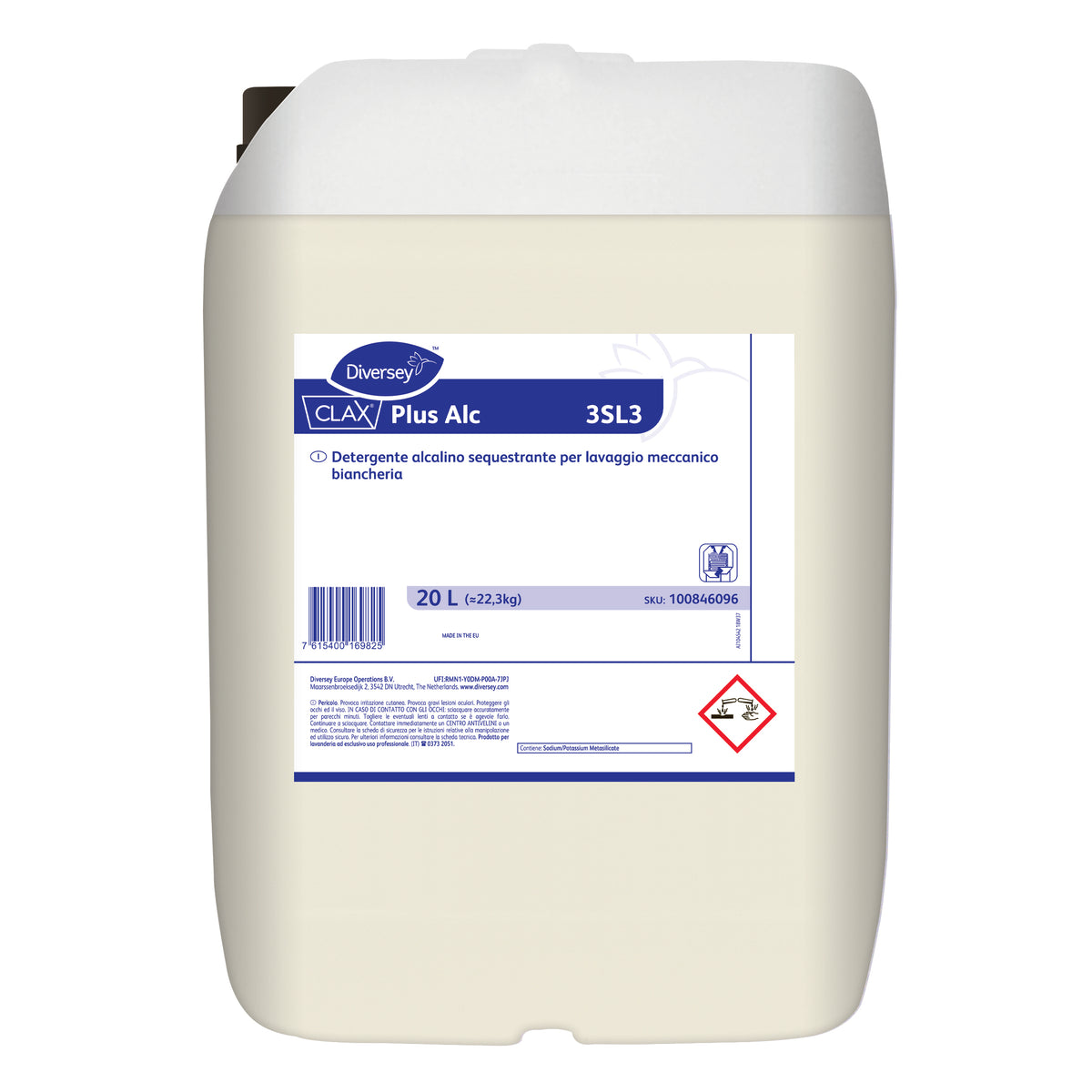 Detergente alcalino sequestrante per lavanderia Diversey Clax Plus Alc 3SL3 20 litri