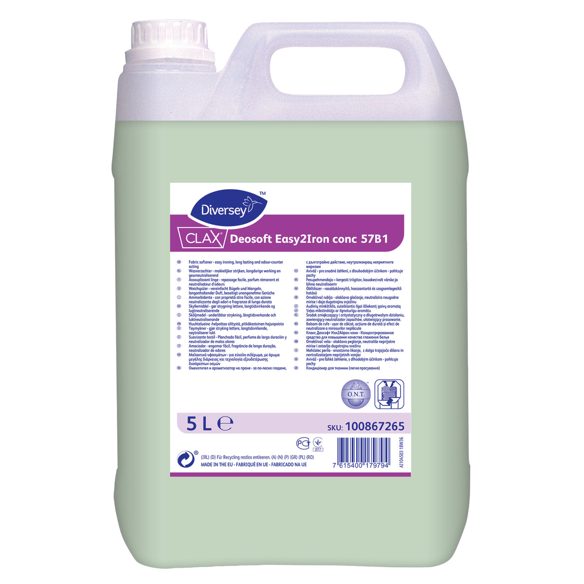 Ammorbidente stira facile per tessuti Diversey Clax Deosoft Easy2Iron conc 57B1 2x5 litri