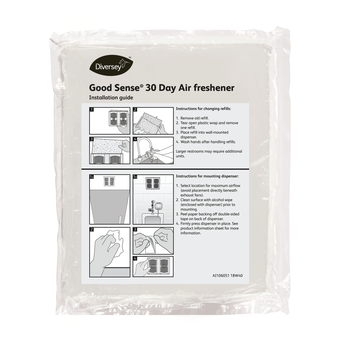 Deodorante neutralizzante per piccoli ambienti Diversey Good Sense 30 Day Refill Green Apple O2d 12 pezzi