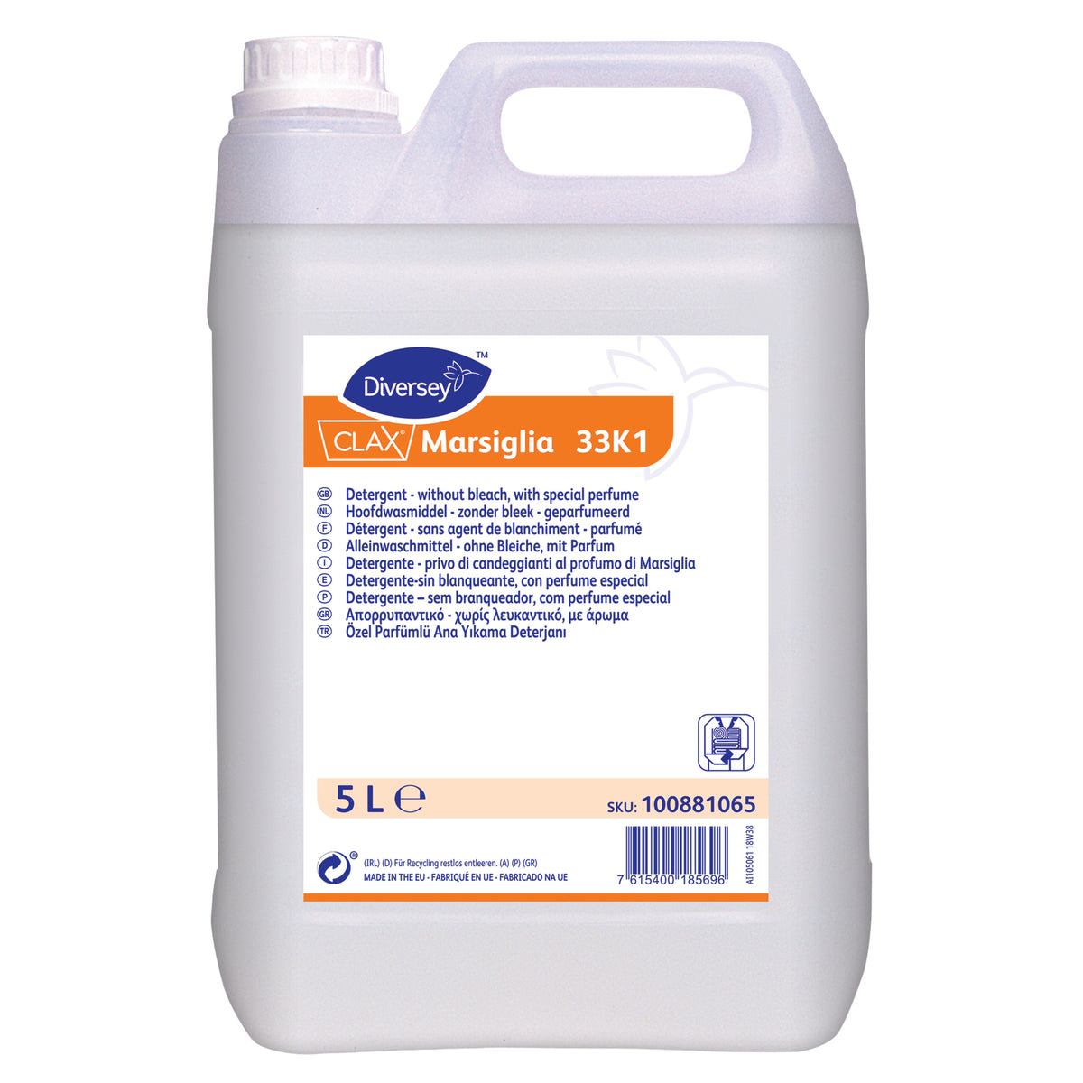 Detersivo liquido senza candeggianti profumato Diversey Clax Marsiglia 33K1 2x5 litri
