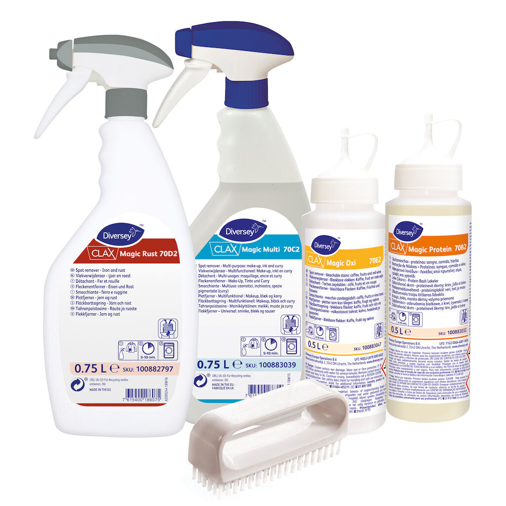 Kit smacchiatori con spazzolina Diversey Clax Magic Starterkit 70A2 750 ml DISPONIBILE IN 7 GIORNI LAVORATIVI