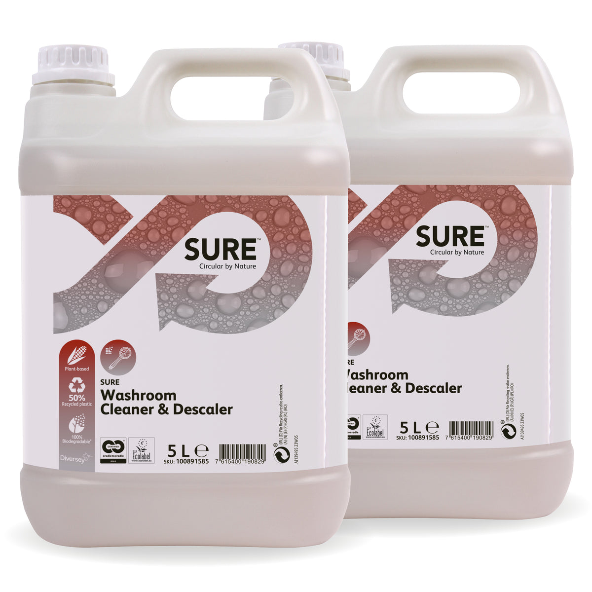 Detergente disincrostante per il bagno Diversey SURE Washroom Cleaner & Descaler 2x5 litri