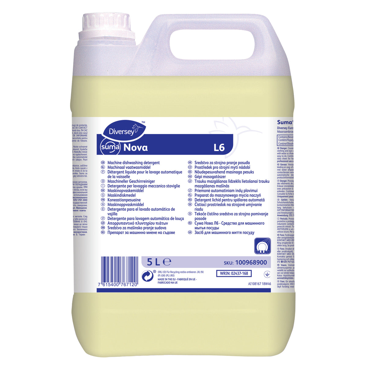 Detergente lavastoviglie per acque dure Diversey Suma Nova L6 5 litri