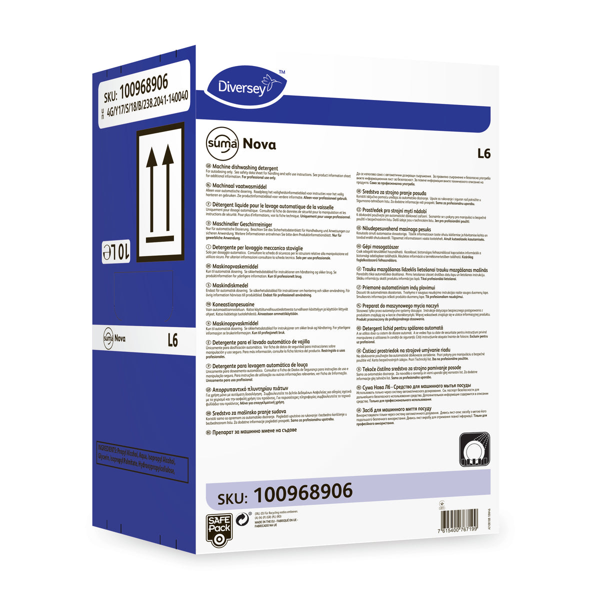 Detergente lavastoviglie per acque dure Diversey Suma Nova L6 10 litri