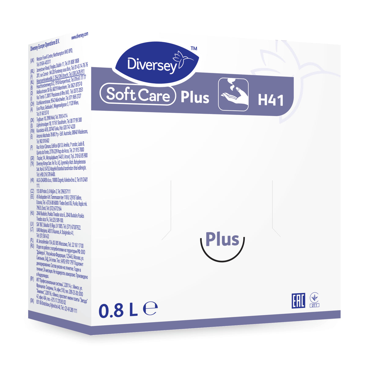 Sapone lavamani igienizzante Diversey Soft Care Plus H41 6x800 ml