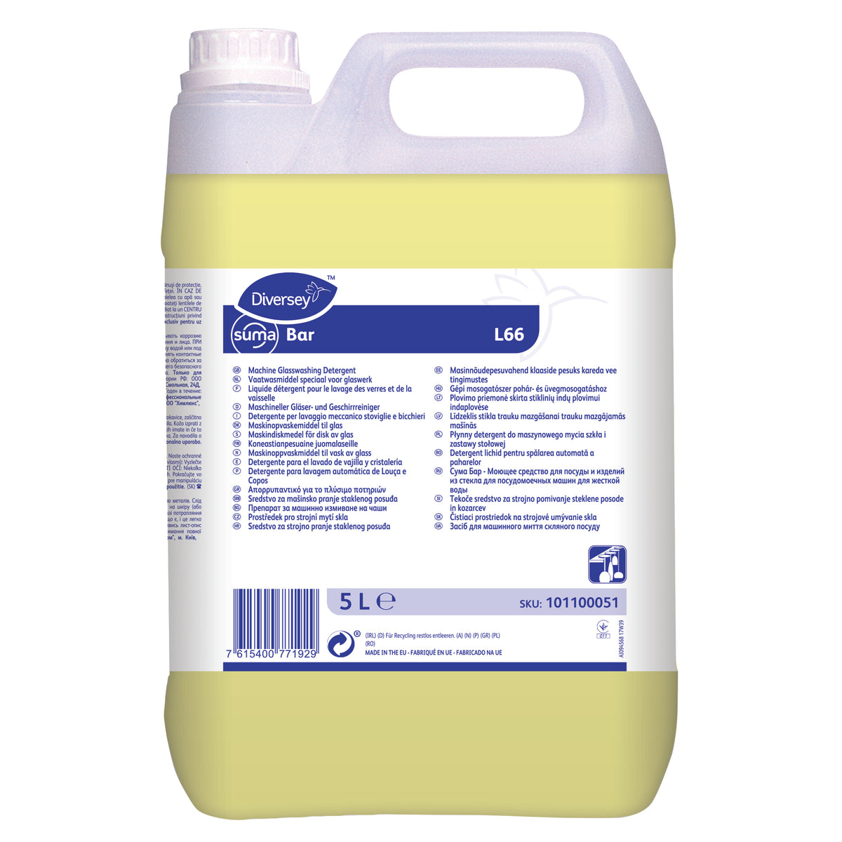 Detergente lavastoviglie e bicchieri acque dure Diversey Suma Bar L66 5 litri