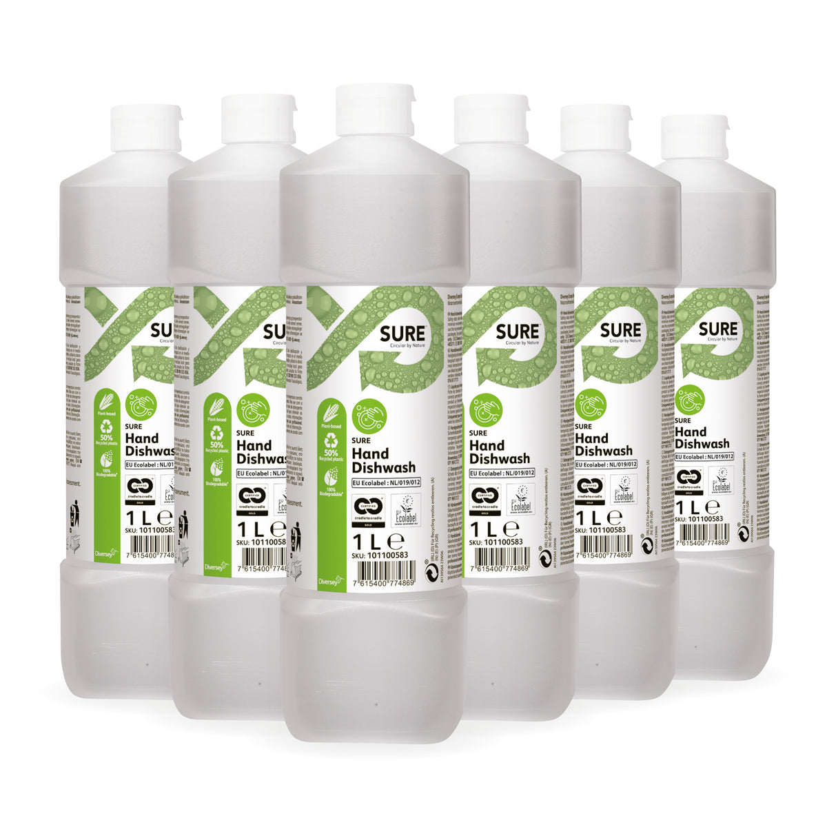 Detergente ecologico per lavaggio manuale stoviglie Diversey SURE Hand Dishwash 6x1 litro