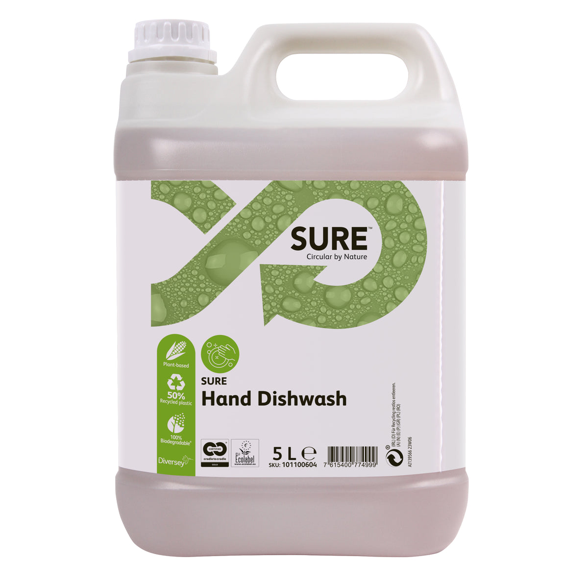 Detergente ecologico per lavaggio manuale stoviglie Diversey SURE Hand Dishwash 5 litri