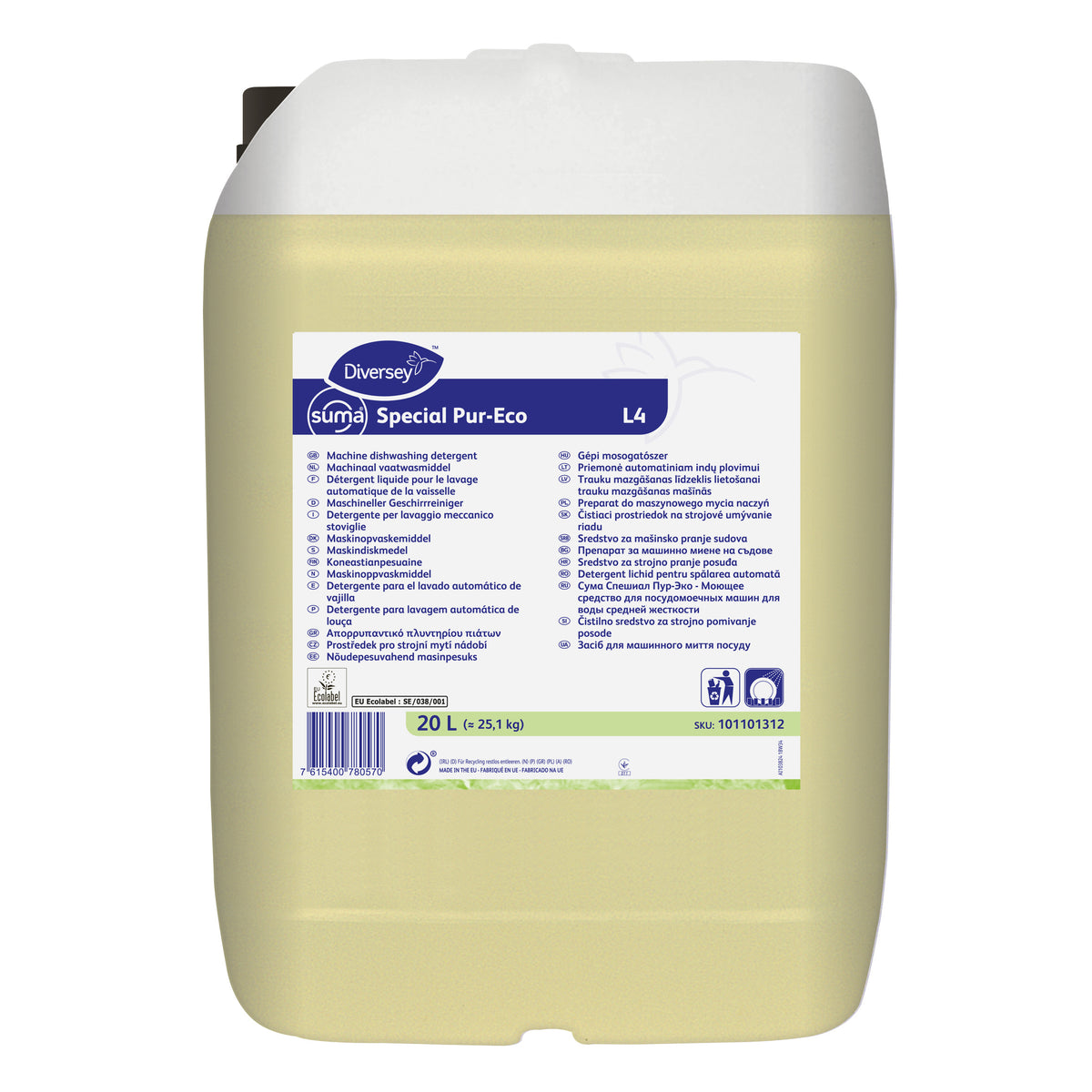 Detergente lavastoviglie per acque medie Diversey Suma Special Pur-Eco L4 20 litri