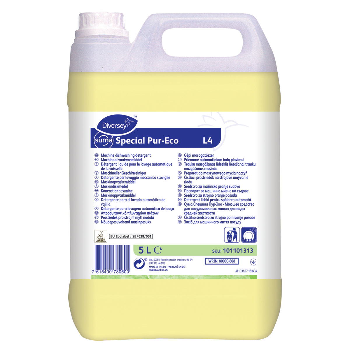 Detergente lavastoviglie per acque medie Diversey Suma Special Pur-Eco L4 2x5 litri