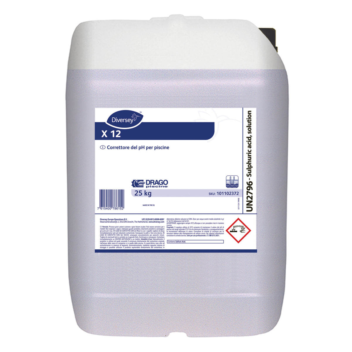 Correttore acido pH per piscina Diversey X 12 25 kg