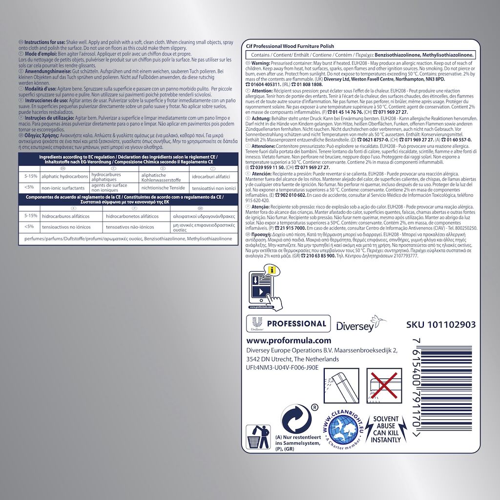 Detergente spray per mobili e superfici in legno Cif Legno Spray 400 ml