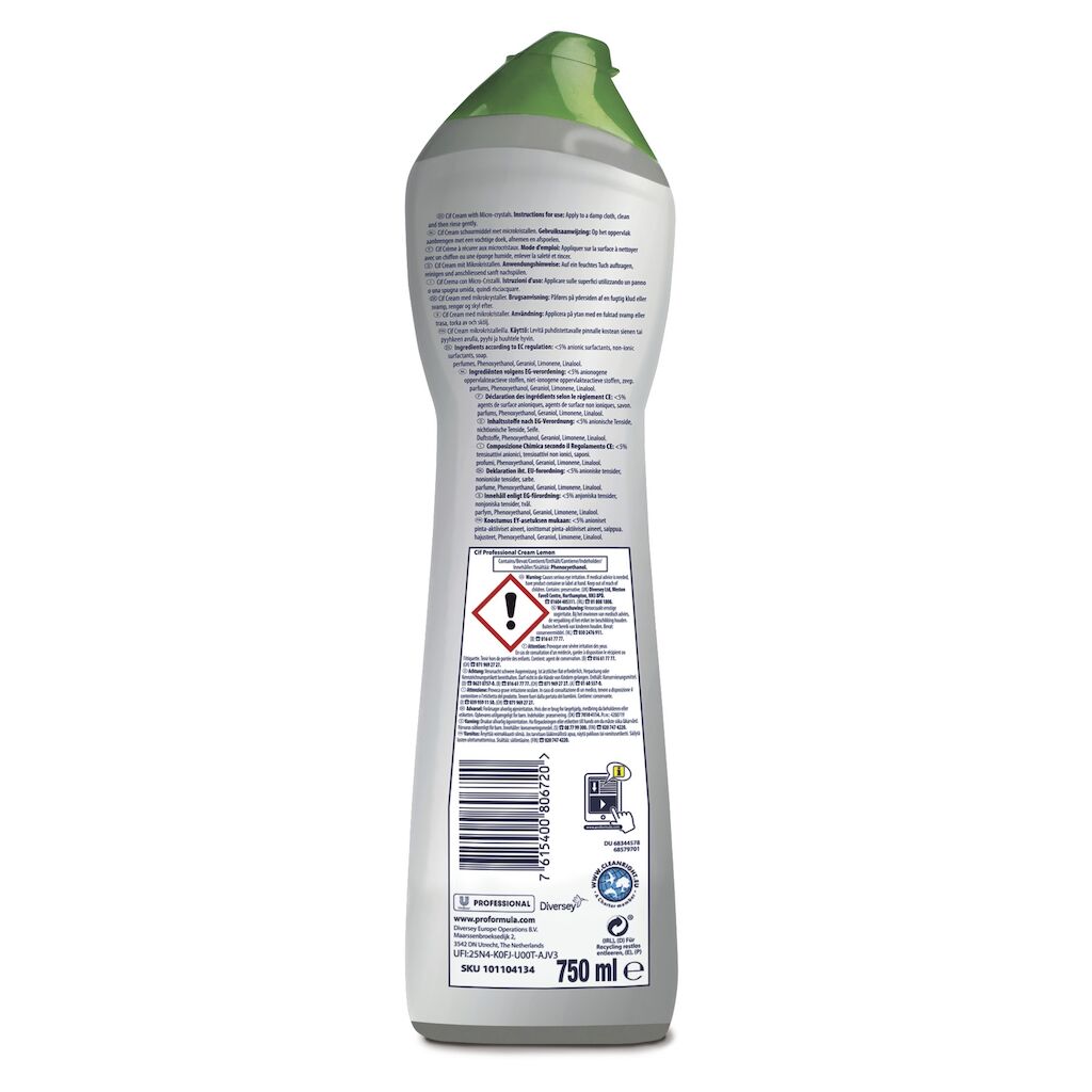 Detergente liquido cremoso per bagno e cucina Cif Crema Limone 750 ml