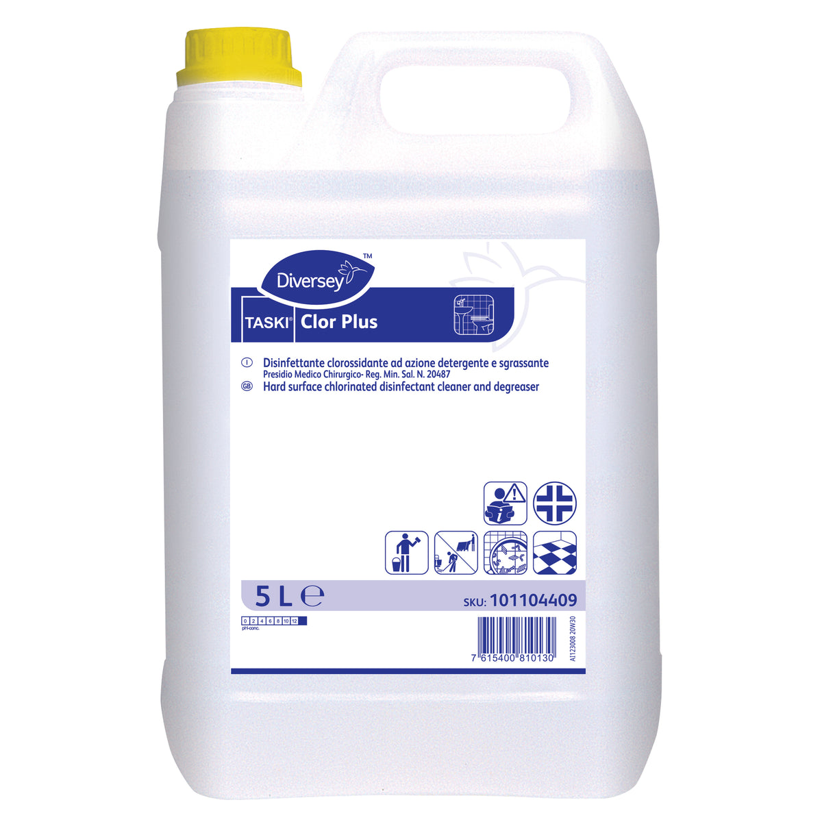 Disinfettante clorossidante detergente virucida PMC Diversey TASKI Clor Plus 5 litri