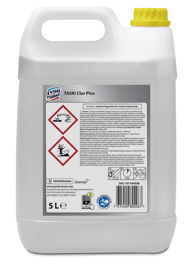 Disinfettante detergente sgrassante per pavimenti Lysoform Taski Clor Plus 5 litri