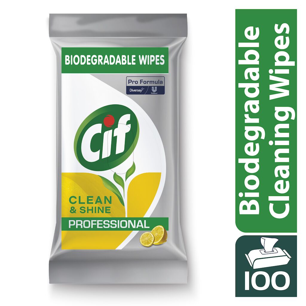 Salviette detergenti e igienizzanti Diversey Cif Pro Formula Clean & Shine 100 pz