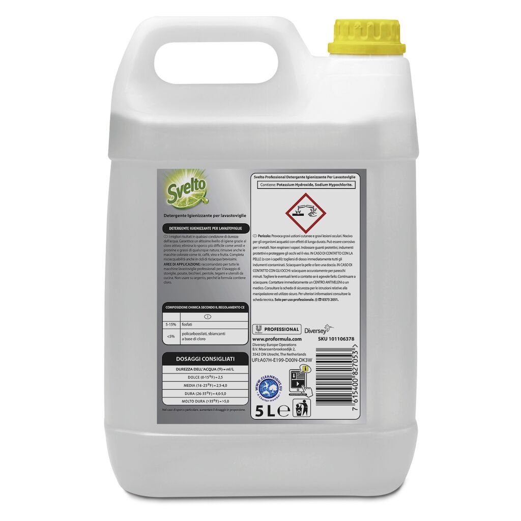 Detergente liquido clorinato per lavastoviglie Svelto Extra Power 5 litri