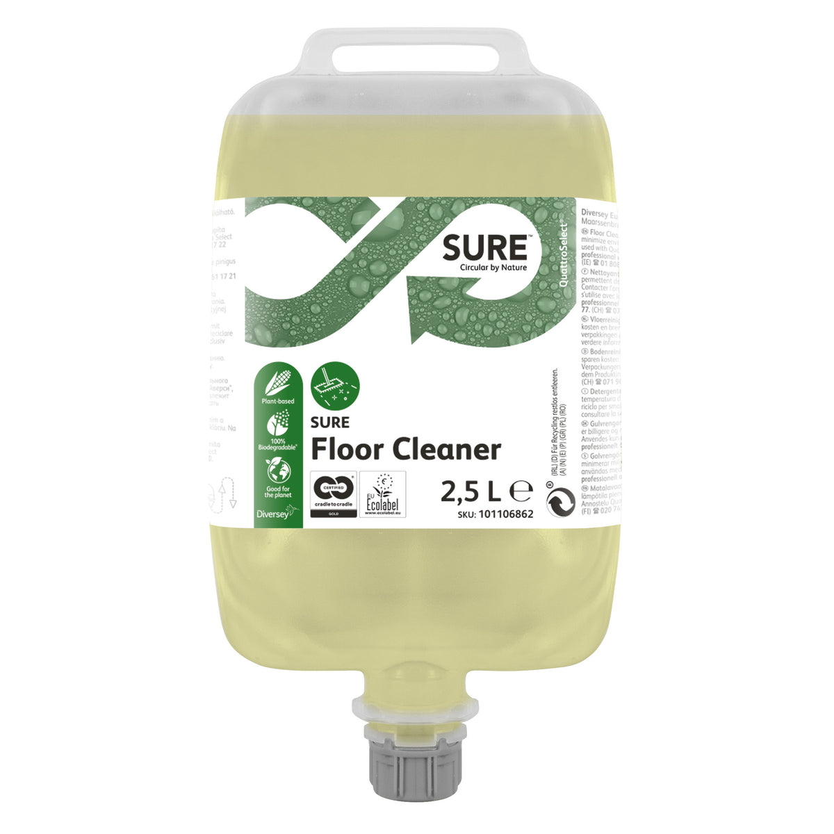 Detergente neutro per pavimenti in QuattroSelect Diversey SURE Floor Cleaner QS 2,5 litri