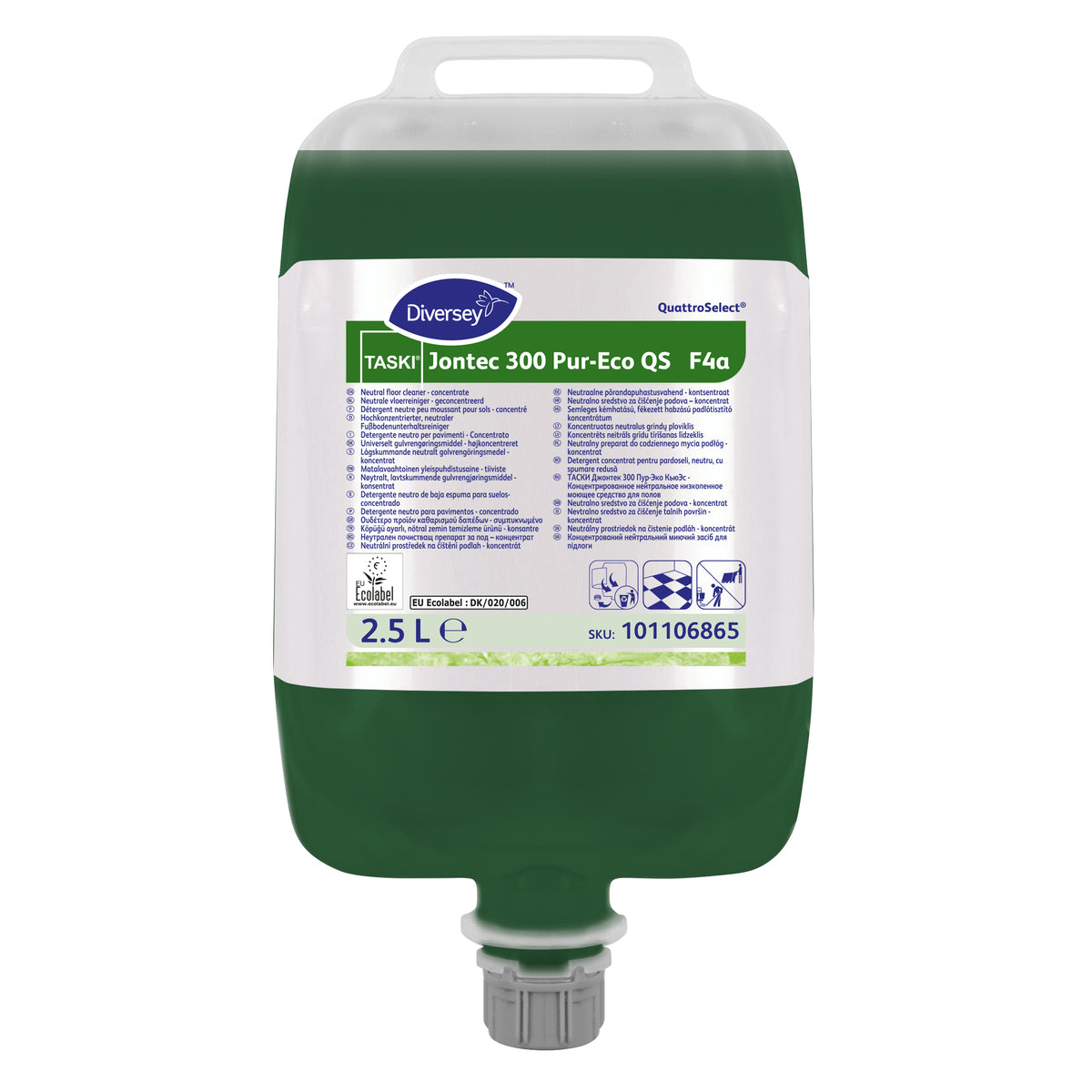 Detergente neutro per pavimenti in QuattroSelect Diversey TASKI Jontec 300 Pur-Eco QS 2,5 litri