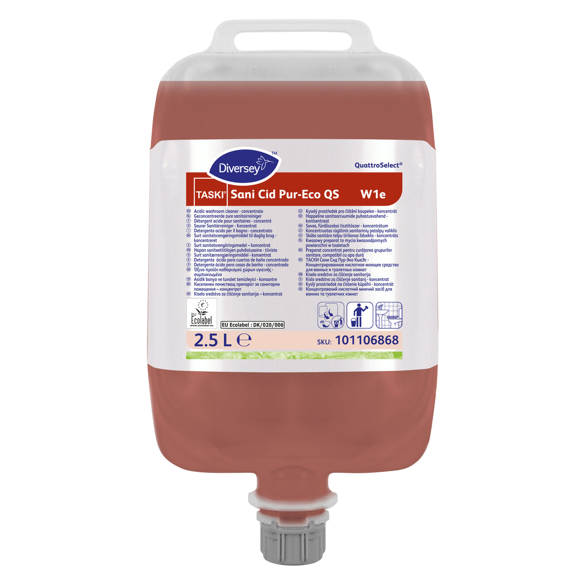 Detergente acido per bagno in QuattroSelect Diversey TASKI Sani Cid Pur-Eco QS 2x2,5 litri