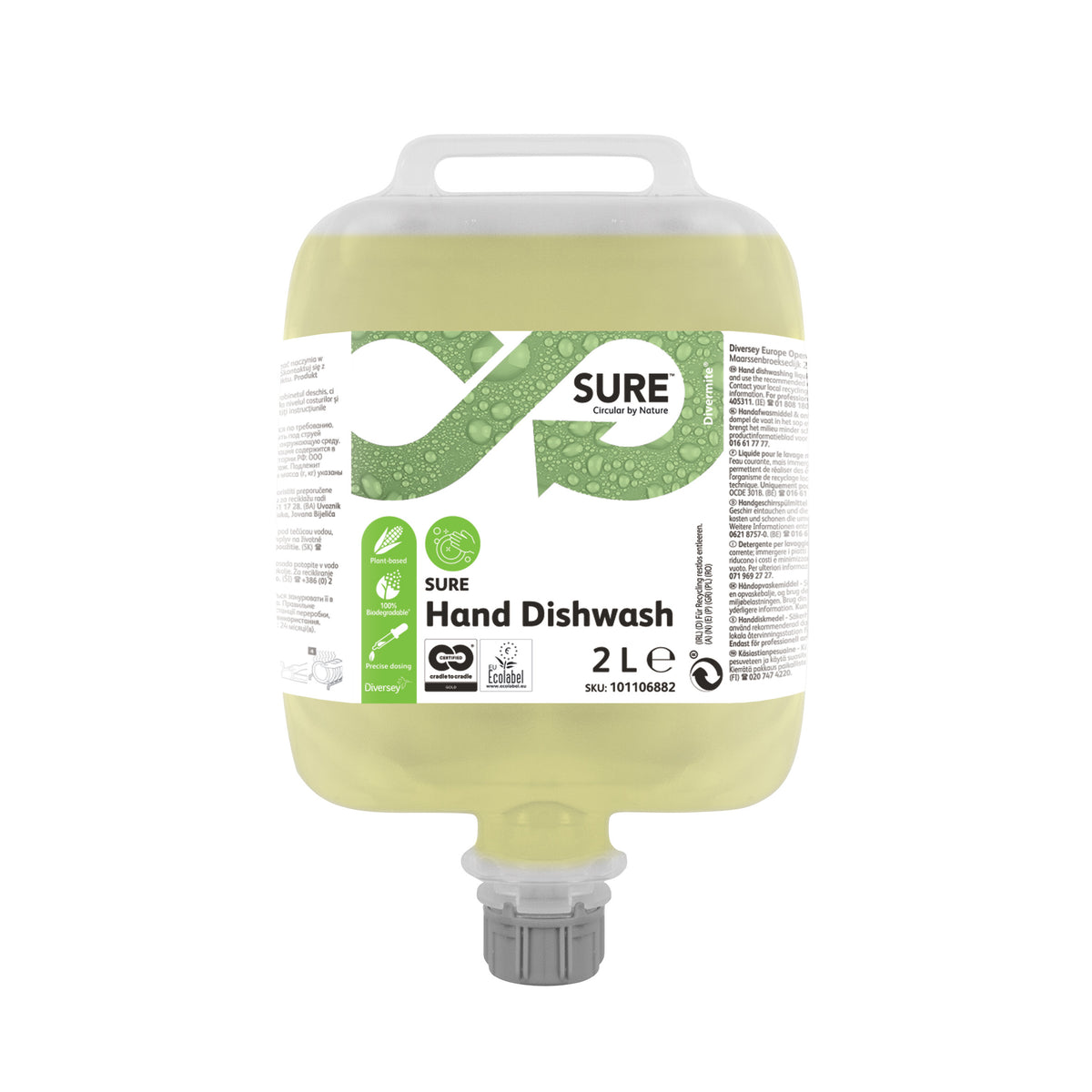 Detergente lavaggio manuale stoviglie in Divermite Diversey SURE Hand Dishwash DVM 3x2 litri