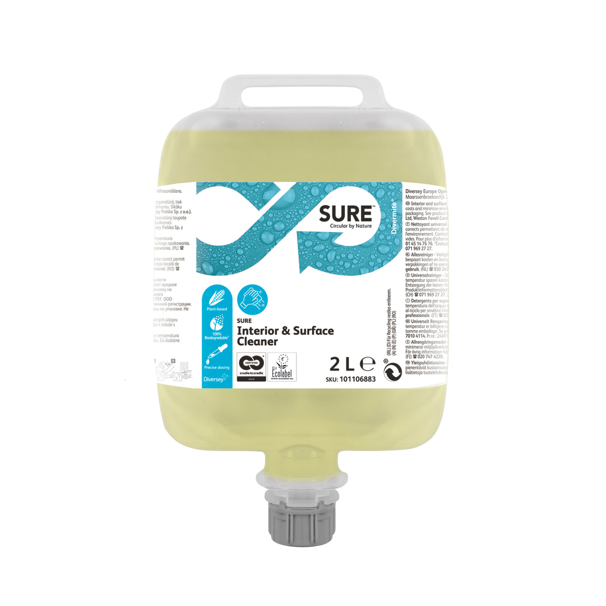 Detergente multiuso in cartuccia Divermite Diversey SURE Interior & Surface Cleaner DVM 3x2 litri