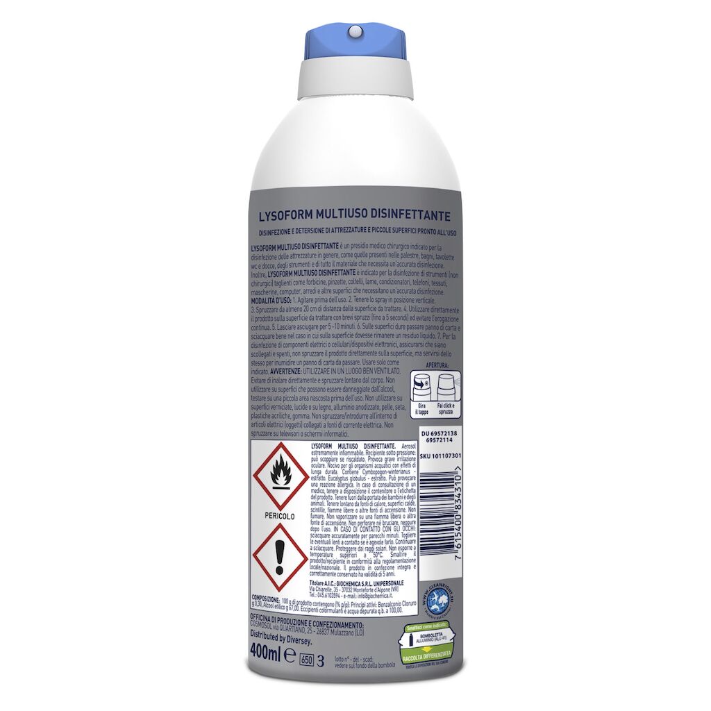 Detergente spray Diversey Lysoform Multiuso Disinfettante 400 ml