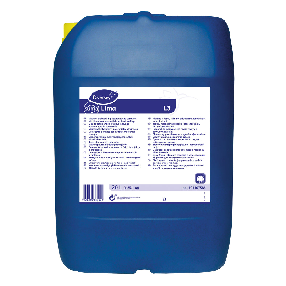Detergente clorinato lavastoviglie acque medie Diversey Suma Lima L3 20 litri