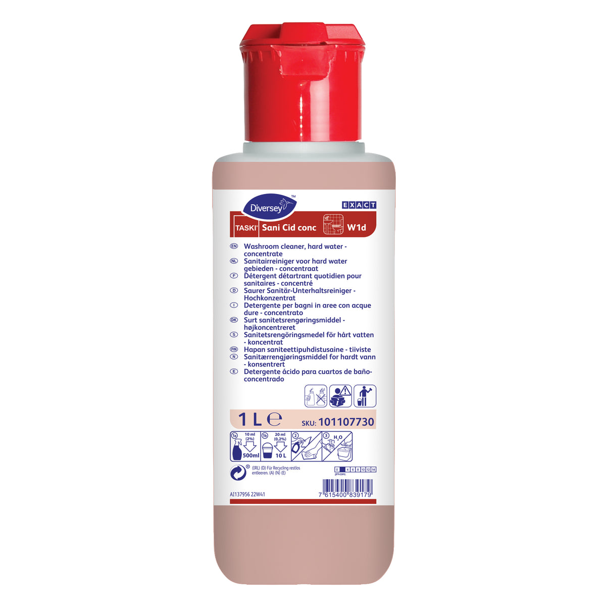 Detergente concentrato per bagni acque dure Diversey TASKI Sani Cid conc 6x1 litro