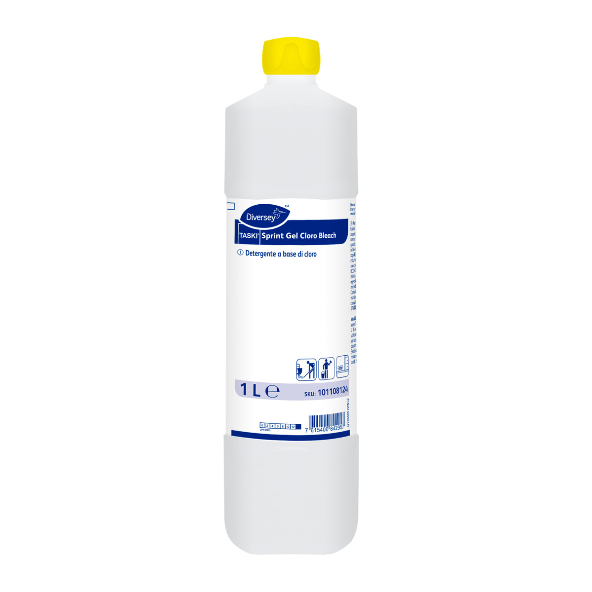 Detergente clorinato per pavimenti e superfici Diversey TASKI Sprint Gel Cloro E2p 6x1 litro