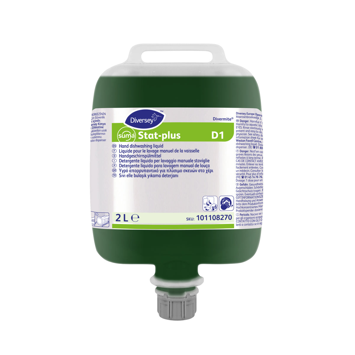 Detergente igienizzante per lavaggio manuale stoviglie Diversey Suma Stat-plus D1 3x2 litri