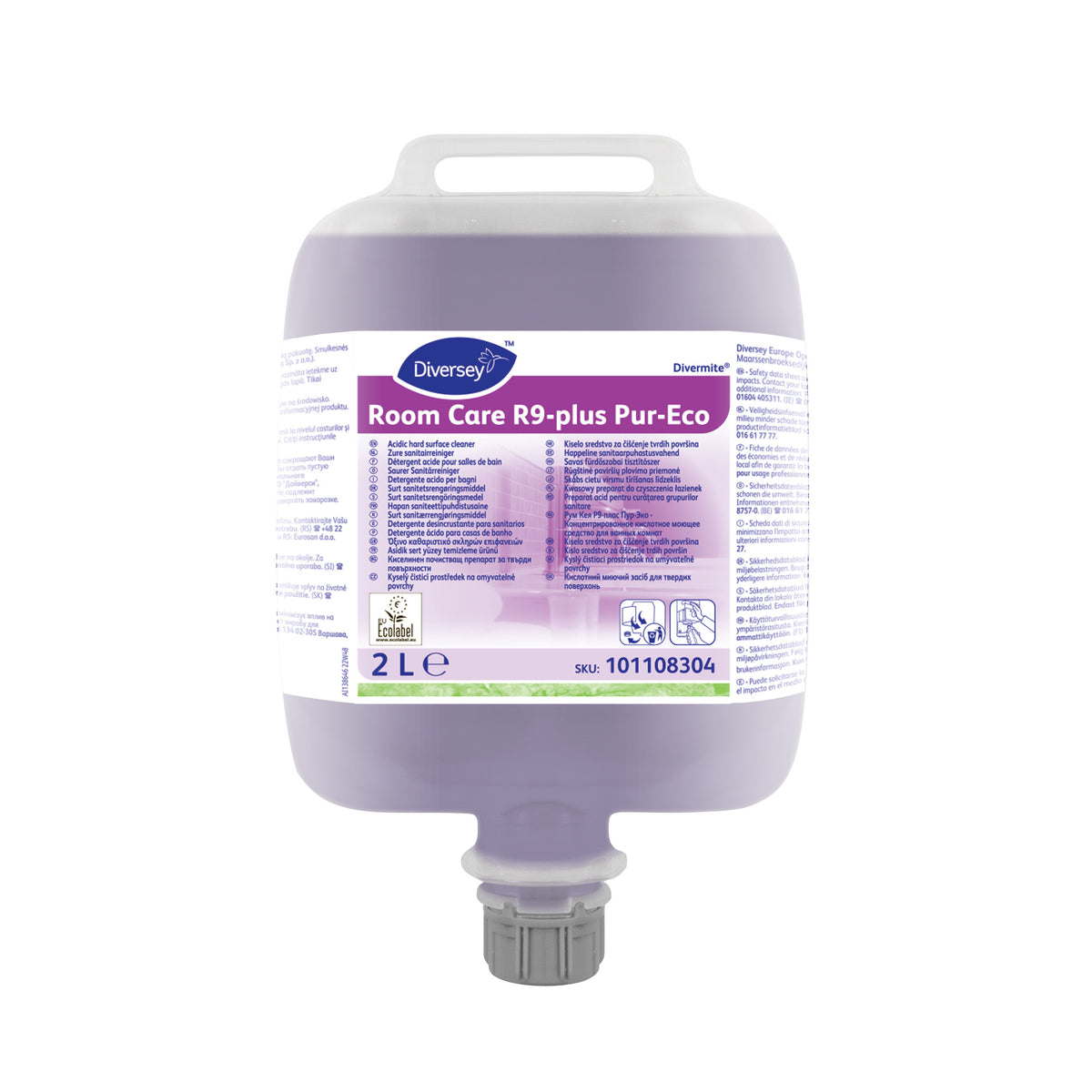 Detergente acido per superfici dure concentrato Diversey Room Care R9-plus Pur-Eco 2 litri