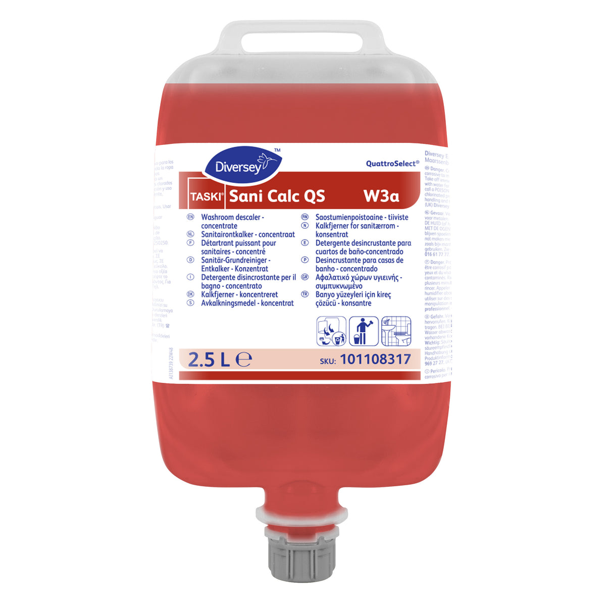 Disincrostante per il bagno in QuattroSelect Diversey TASKI Sani Calc QS W3a 2x2,5 litri