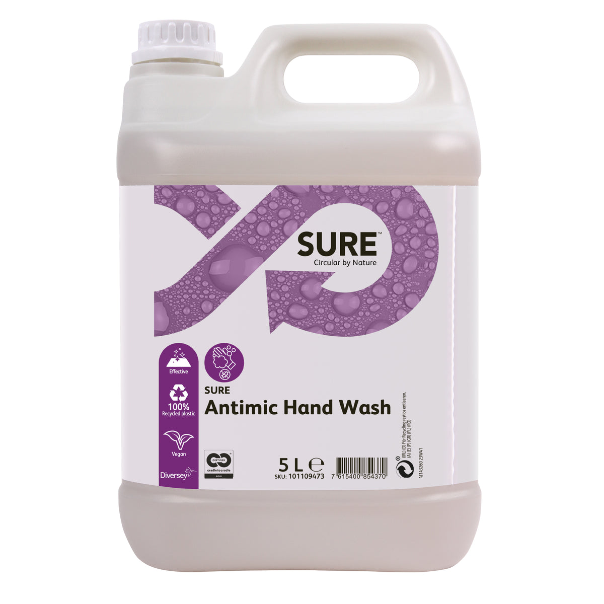 Sapone lavamani disinfettante vegetale Diversey SURE Antimic Hand Wash 5 litri