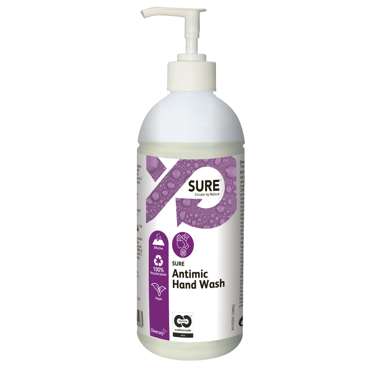 Sapone lavamani disinfettante vegetale Diversey SURE Antimic Hand Wash 500 ml