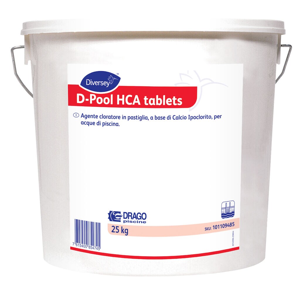 Cloro in pastiglie calcio ipoclorito per piscina Diversey D-Pool HCA tablets 25 kg DISPONIBILE IN 7 GIORNI LAVORATIVI